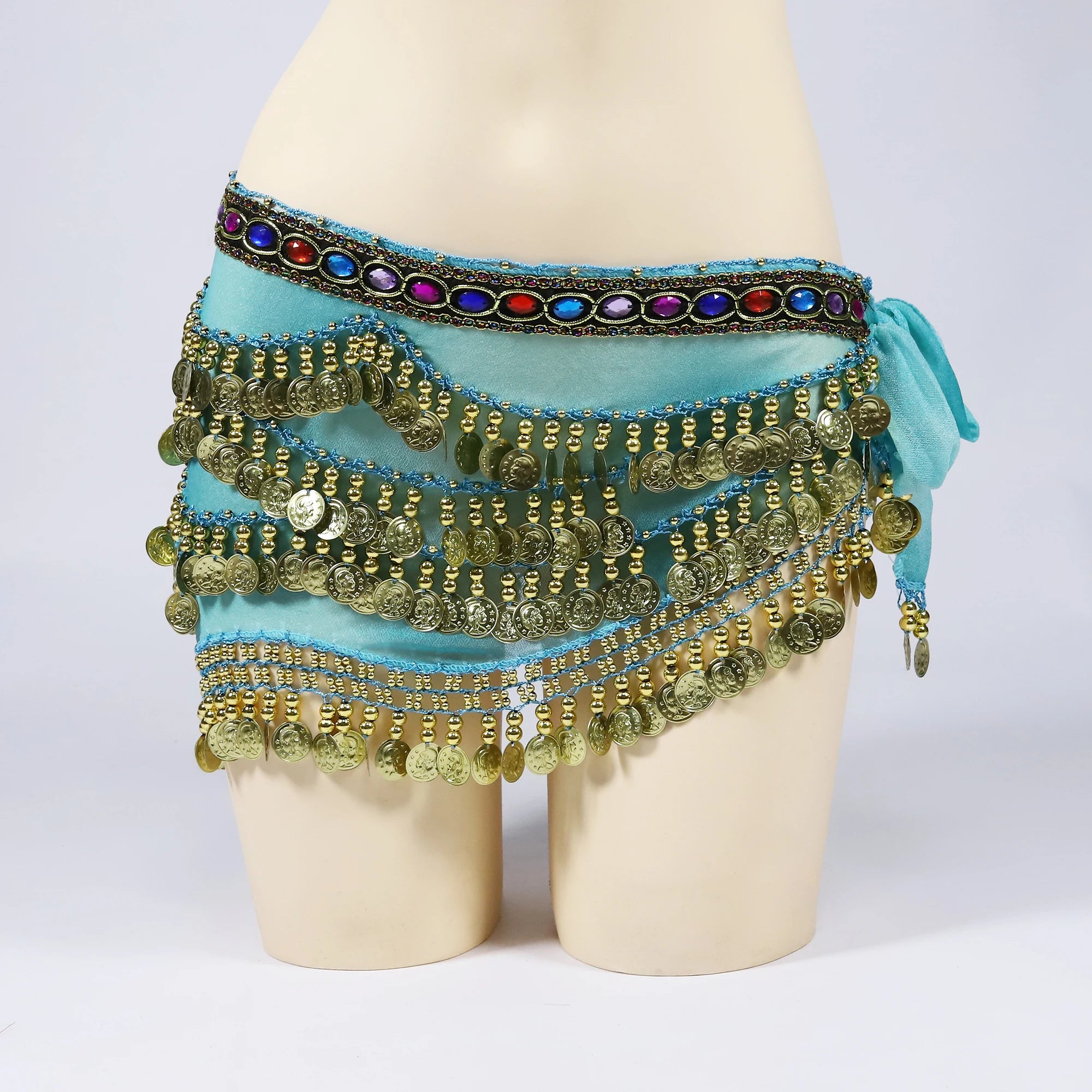 Arabic Belly Dance Coin Hip Scarf with Rhinestones