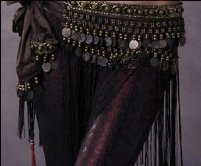 Belly Dance Coin Hip Scarf Tribal Belt with Fringe Tassels