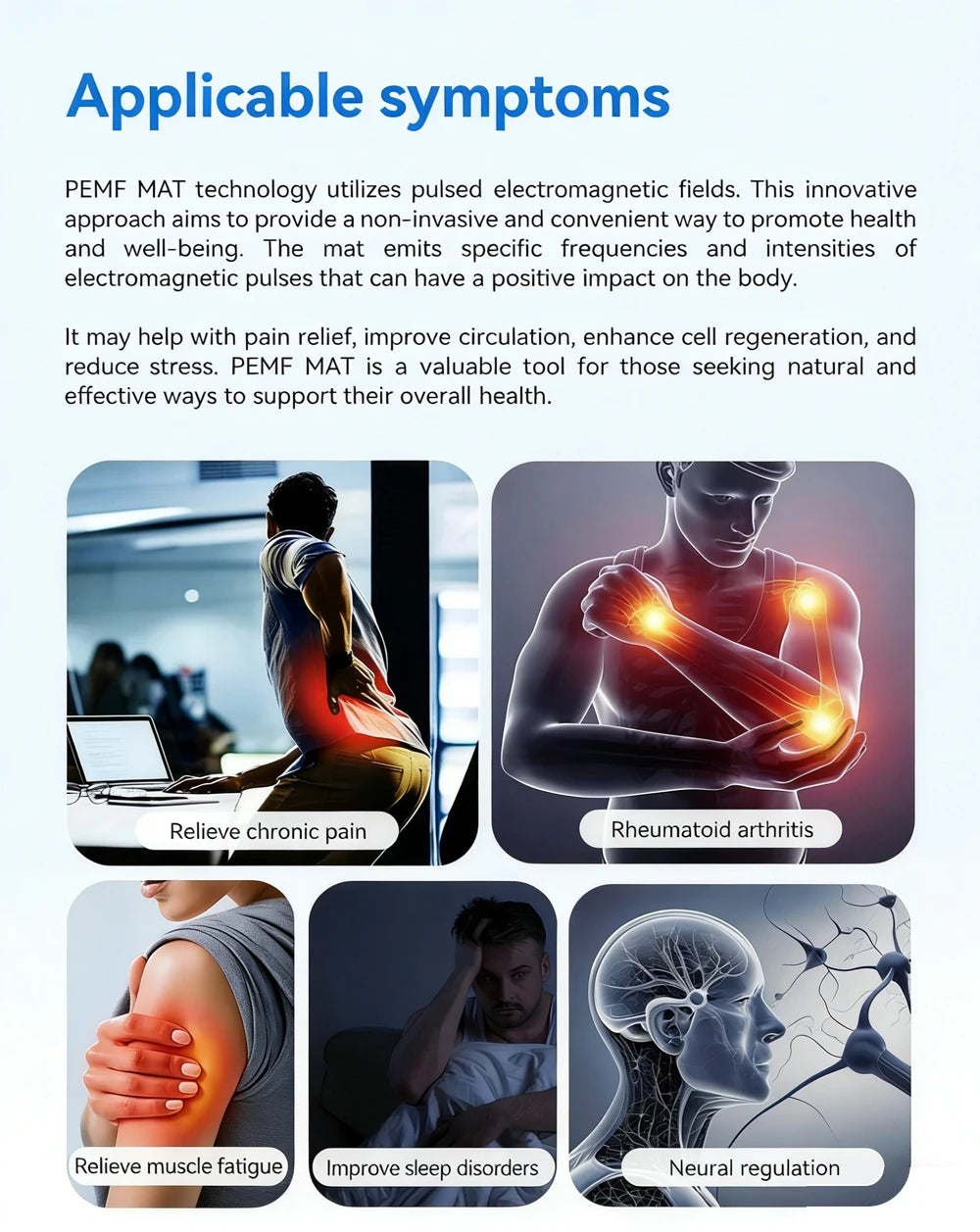 200*60cm PEMF Mat PEMF Magnetic Therapy Device Physio Magneto Machine Full Body Pain Relief Improve Sleep Boost Circulation