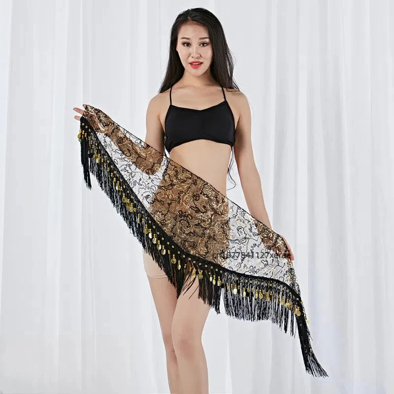 Belly Dance Hip Scarf with Gold Coins