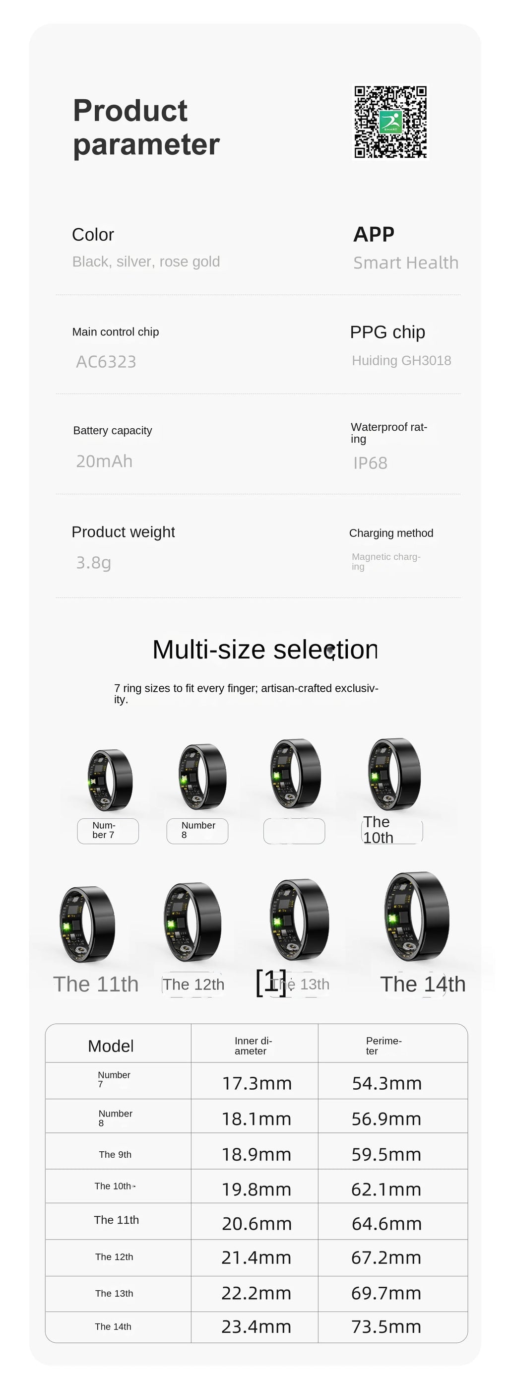 Sleek Smart Ring: Health & Sleep Tracker Ring