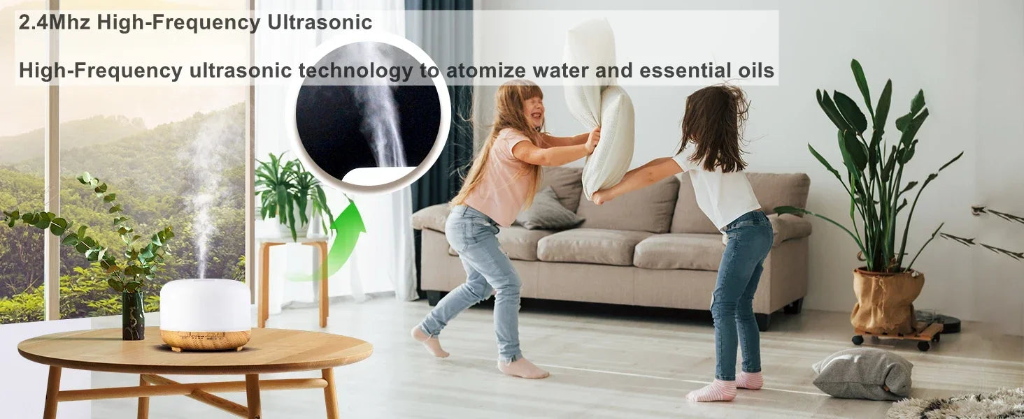 Breath & Flex ZenMist | Mini Wood Grain Essential Oil Aroma Diffuser & Humidifier
