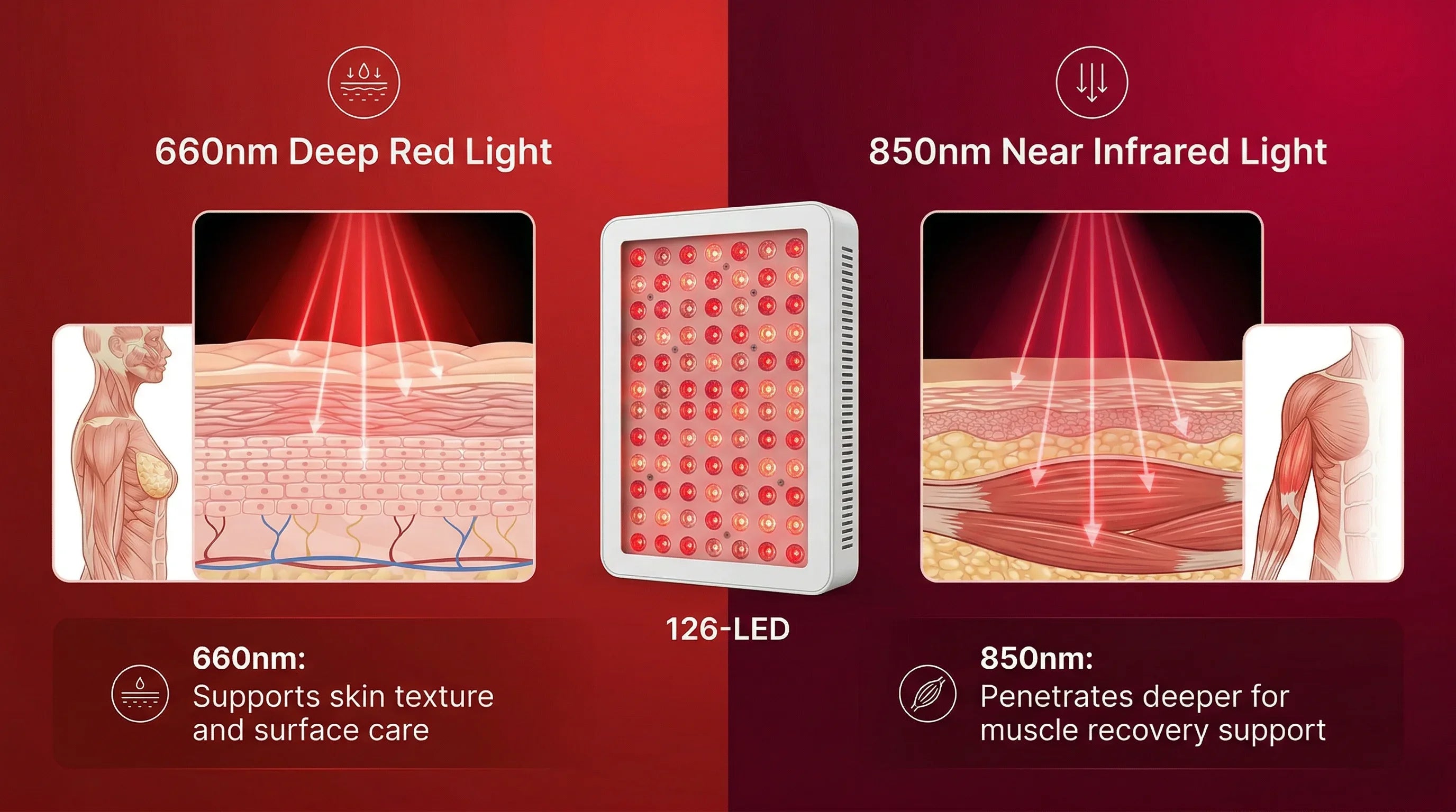 Breath & Flex™ Clinical Red & Infrared Deep Recovery Panels with Adjustable Stand