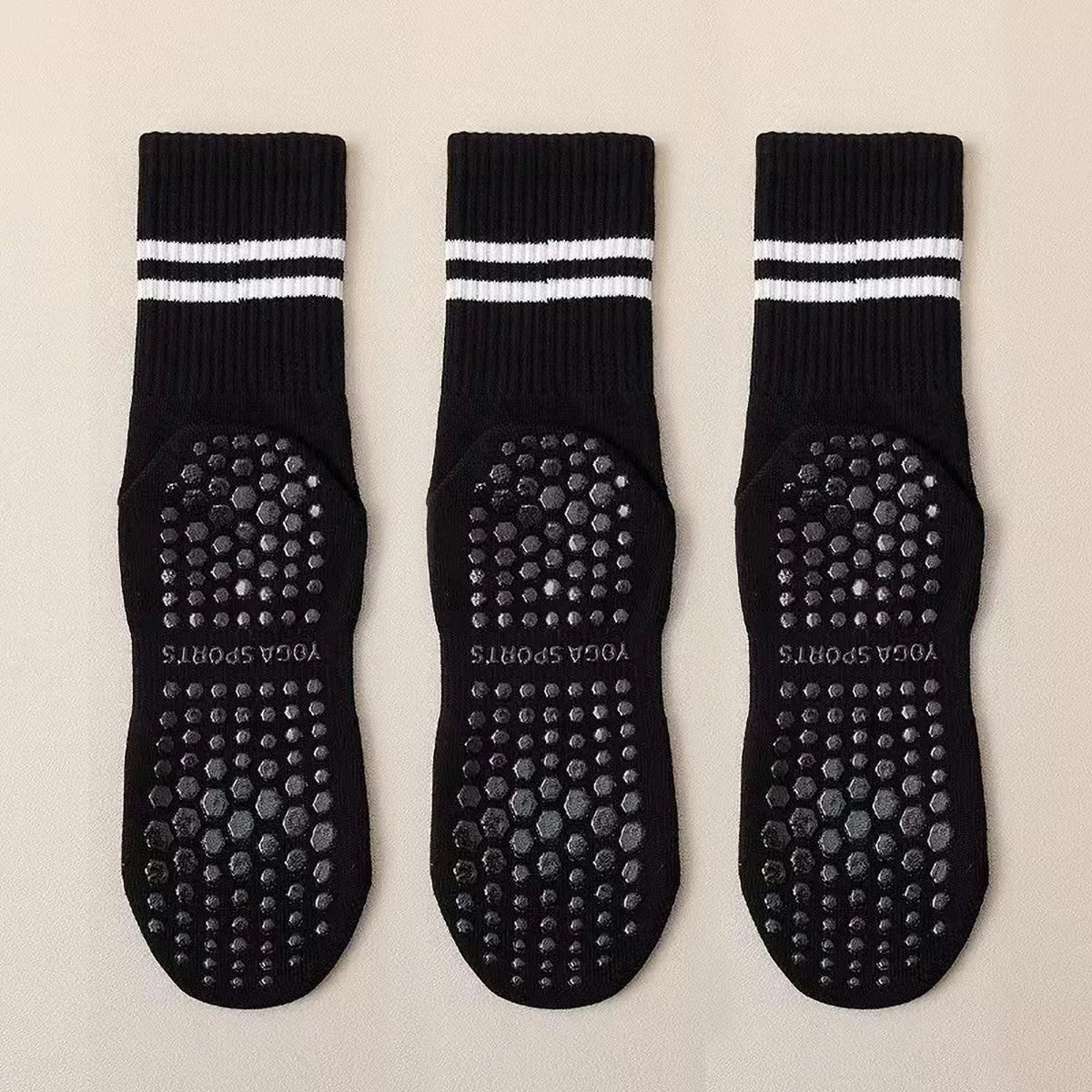 The Exhale™ Studio Varsity Crew Grip Socks (3-Pack Bundle)
