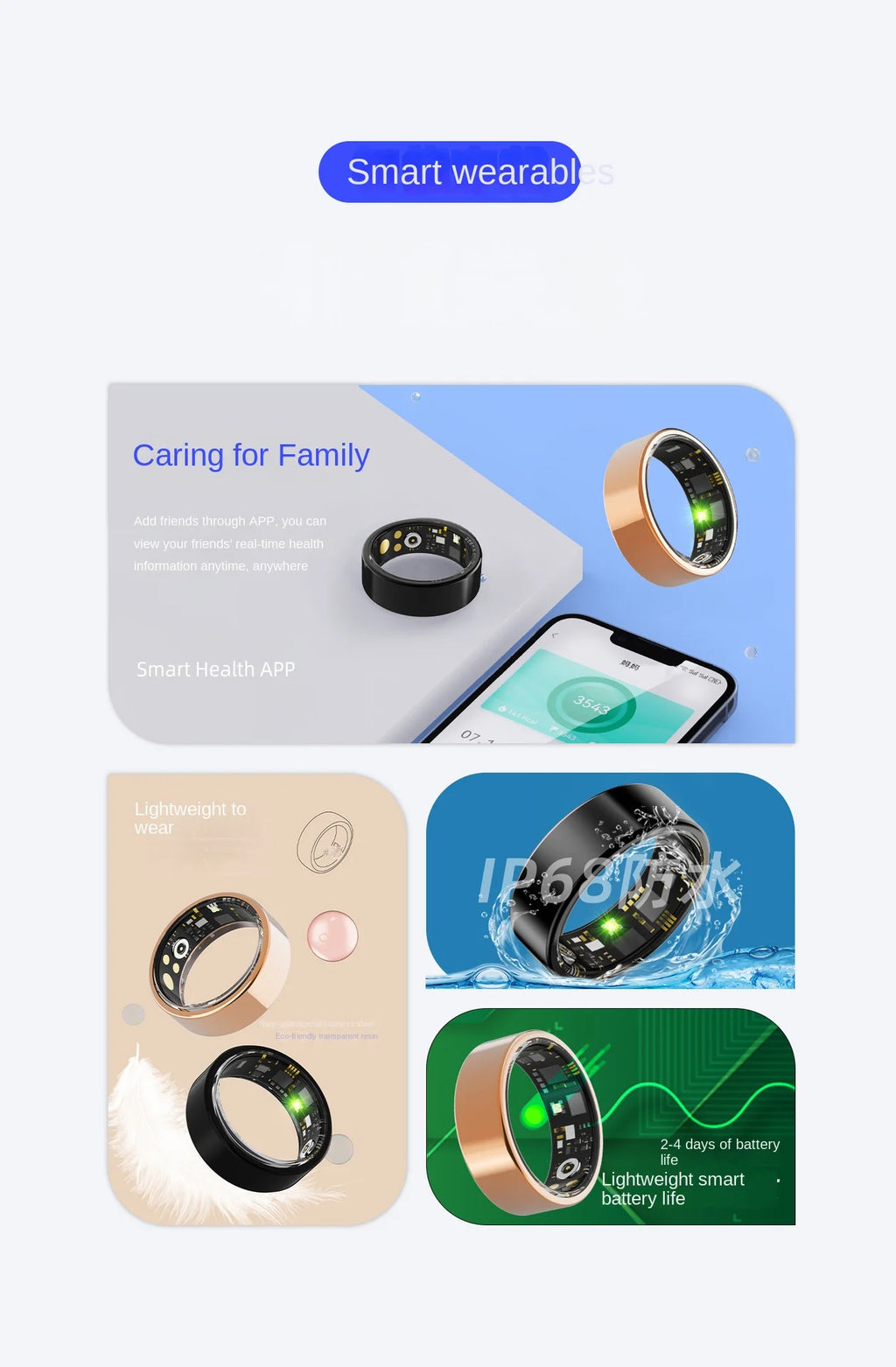 Sleek Smart Ring: Health & Sleep Tracker Ring