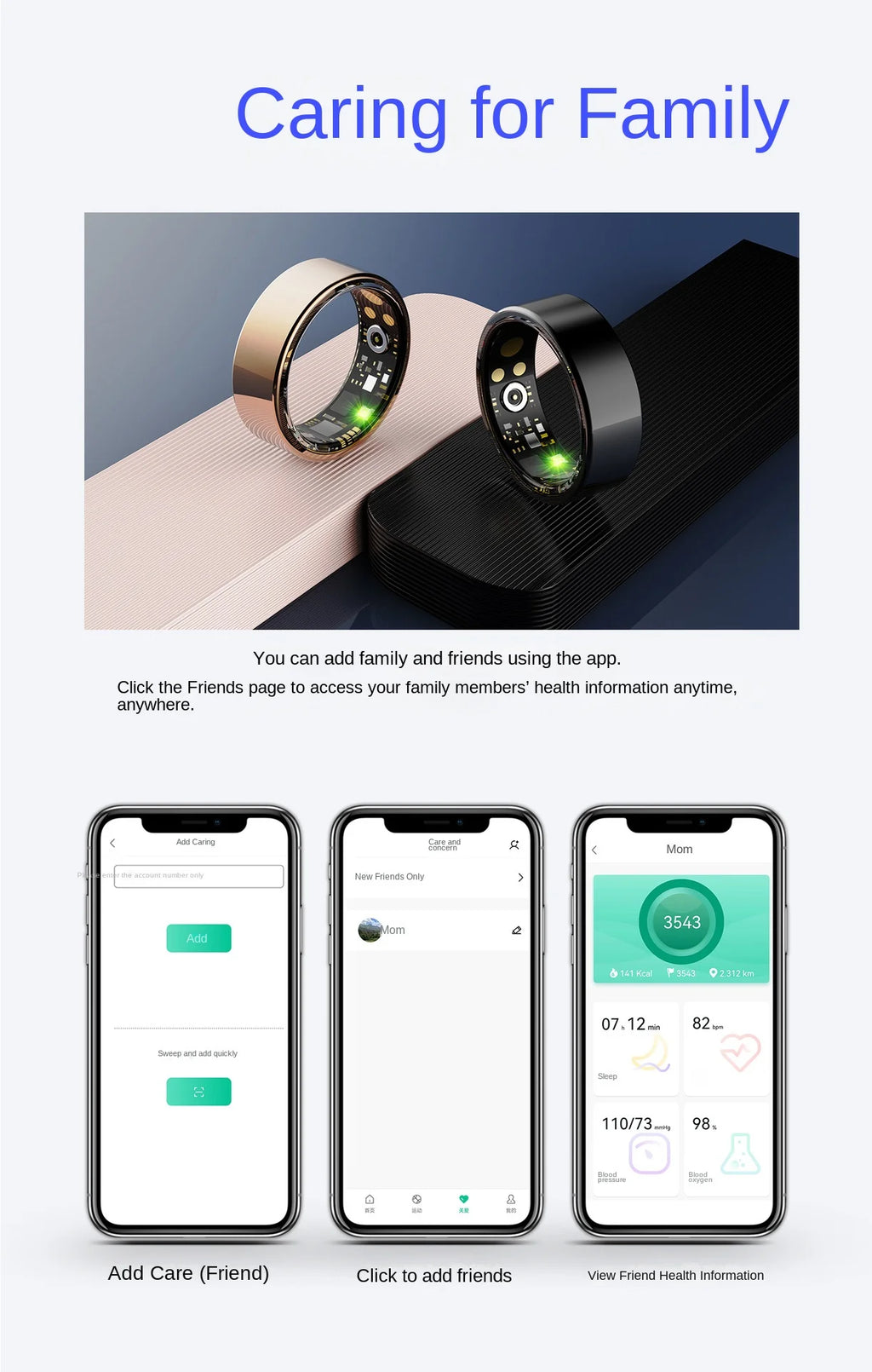 Sleek Smart Ring: Health & Sleep Tracker Ring