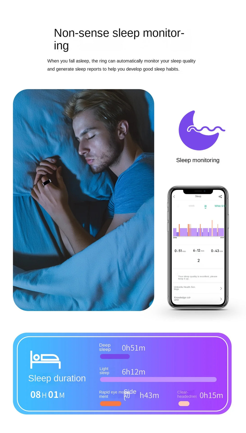 Sleek Smart Ring: Health & Sleep Tracker Ring