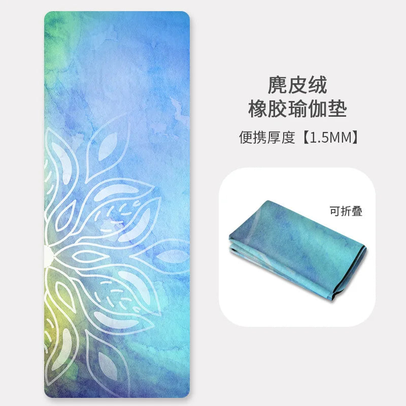 Packable  1.5mm Natural Rubber Suede Yoga & Workout Mat