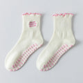 Yoga Socks for Women.  Cotton Non-Slip Grip Crew Socks.