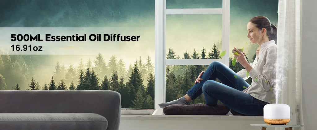Breath & Flex ZenMist | Mini Wood Grain Essential Oil Aroma Diffuser & Humidifier