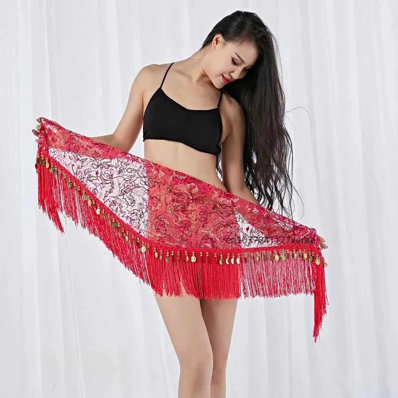 Belly Dance Hip Scarf with Gold Coins