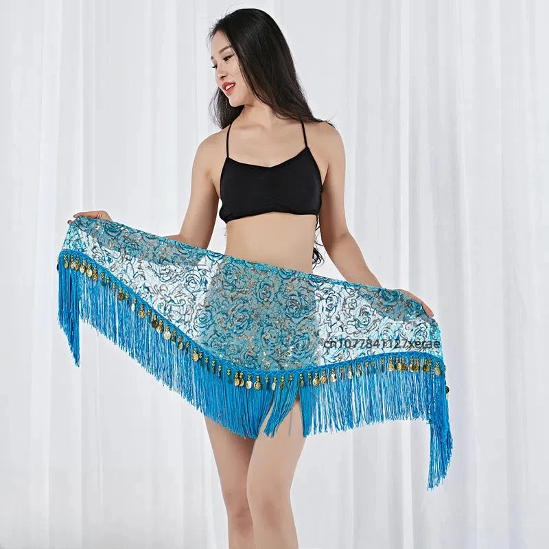 Belly Dance Hip Scarf with Gold Coins