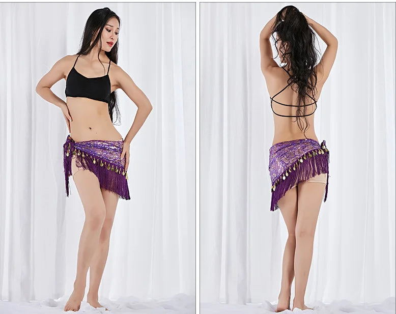 Belly Dance Hip Scarf with Gold Coins