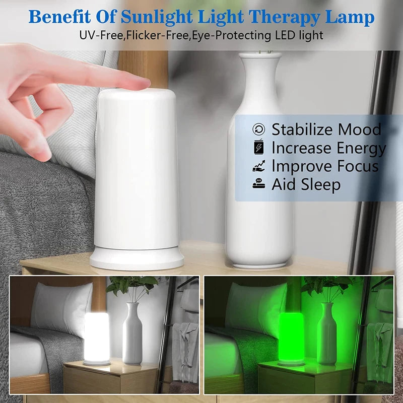 SAD Light Therapy Lamp 12000 Lux & 520nm Green Light Migraine Relief Therapy Lamp