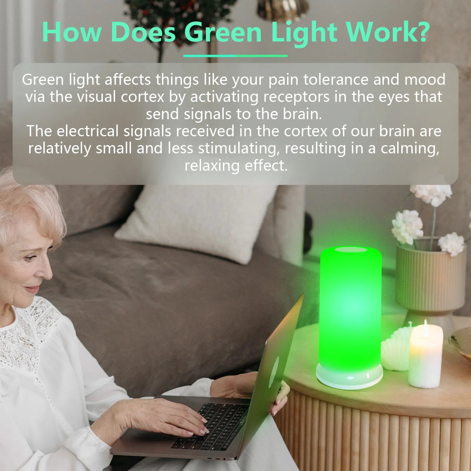 SAD Light Therapy Lamp 12000 Lux & 520nm Green Light Migraine Relief Therapy Lamp