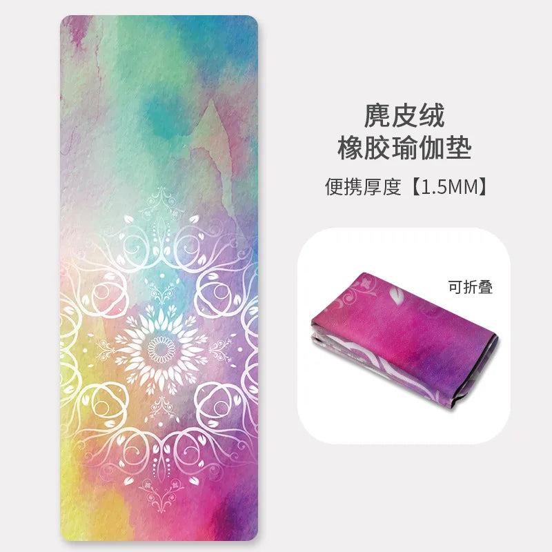 Packable  1.5mm Natural Rubber Suede Yoga & Workout Mat