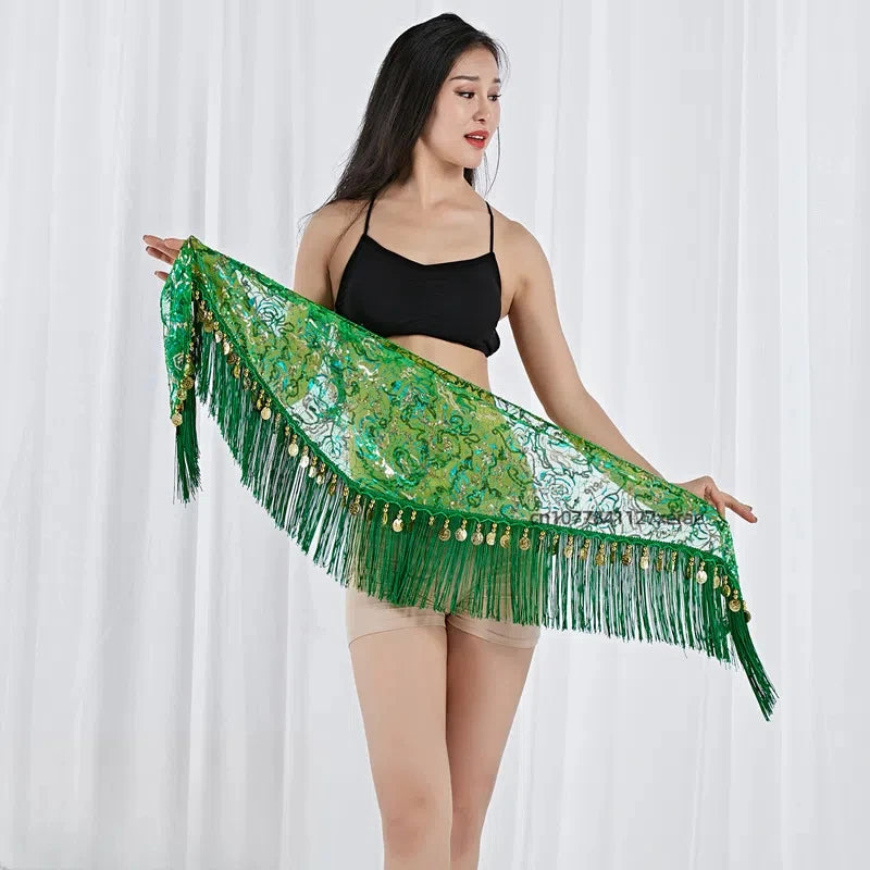 Belly Dance Hip Scarf with Gold Coins