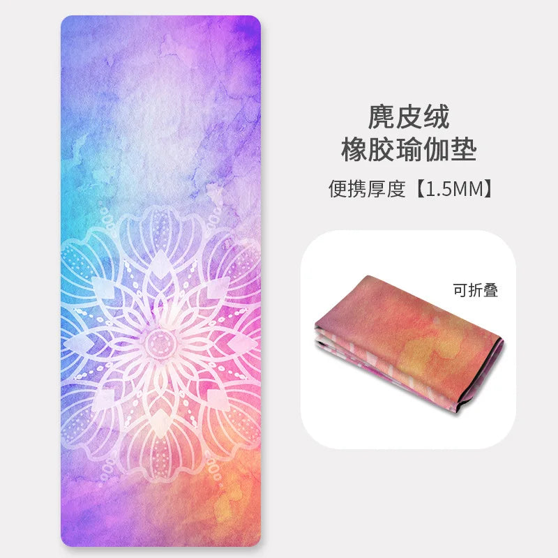 Packable  1.5mm Natural Rubber Suede Yoga & Workout Mat