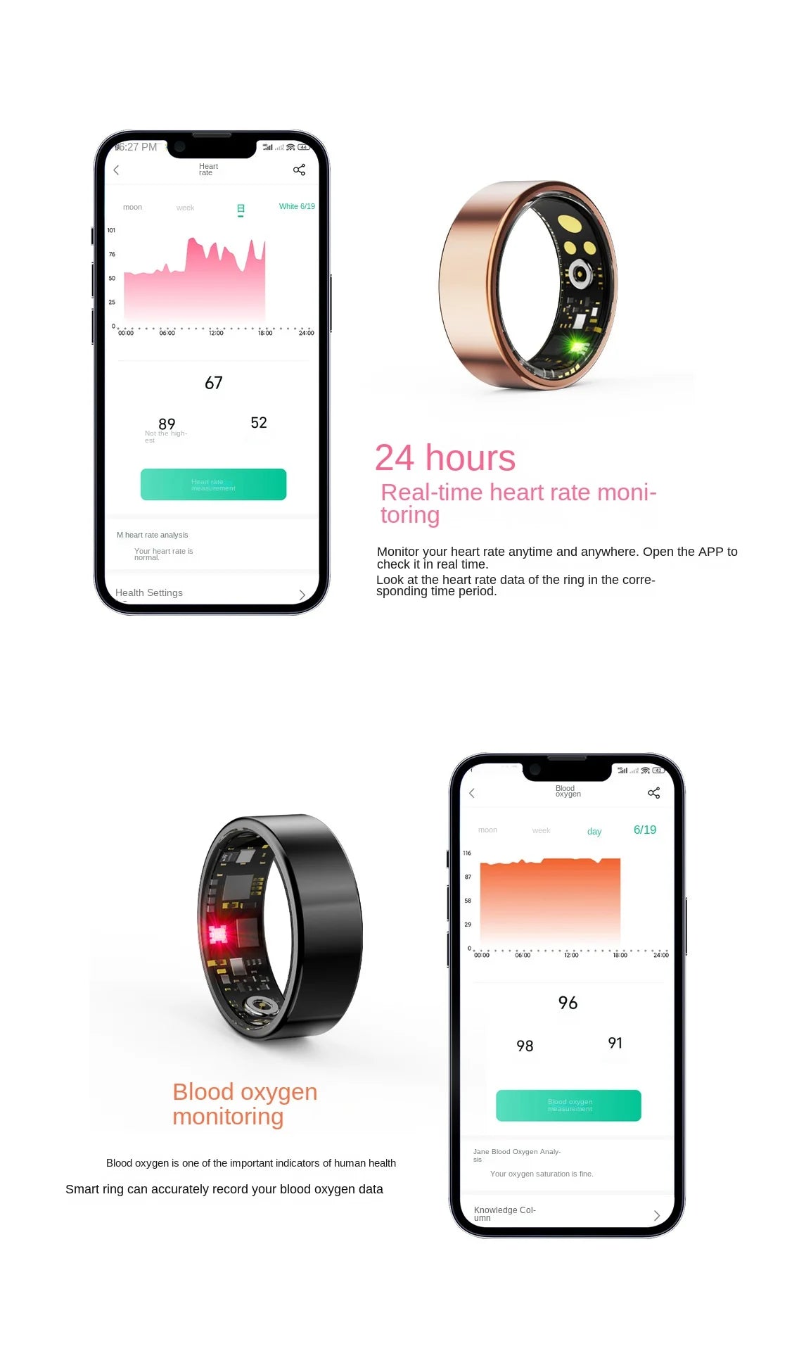 Sleek Smart Ring: Health & Sleep Tracker Ring