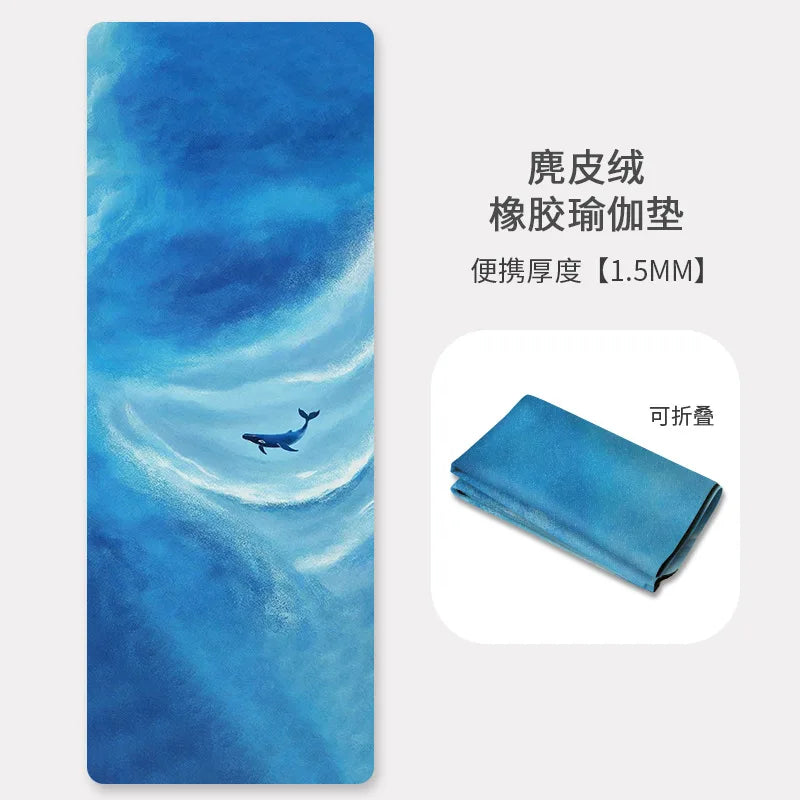 Packable  1.5mm Natural Rubber Suede Yoga & Workout Mat