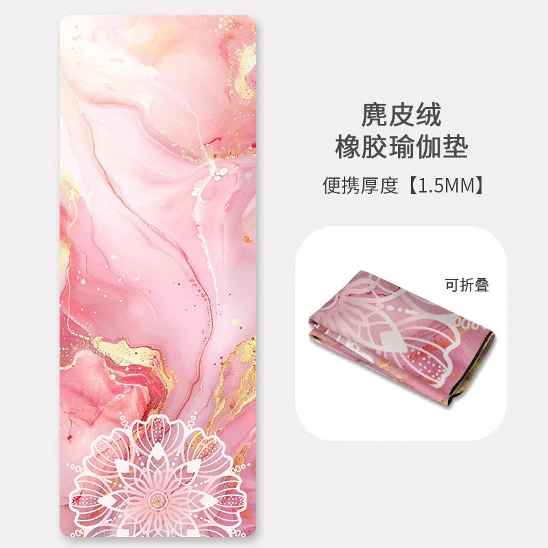 Packable  1.5mm Natural Rubber Suede Yoga & Workout Mat