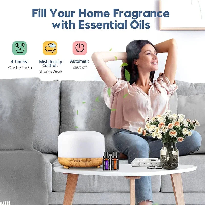 Breath & Flex ZenMist | Mini Wood Grain Essential Oil Aroma Diffuser & Humidifier