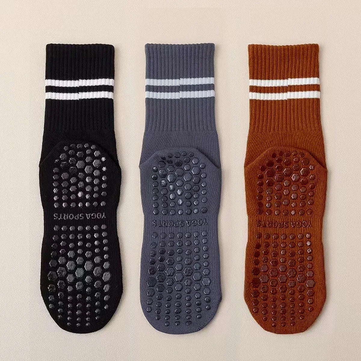 The Exhale™ Studio Varsity Crew Grip Socks (3-Pack Bundle)